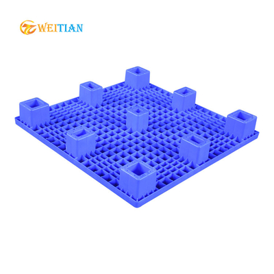 2000Kg Load Flat Injeksi Pallet 100 X 100 Cm HDPE Blue Material