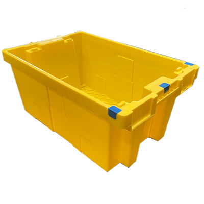 60 X 40 X 27.5cm HDPE Yellow Plastic Moving Crate Peti Plastik Nestable