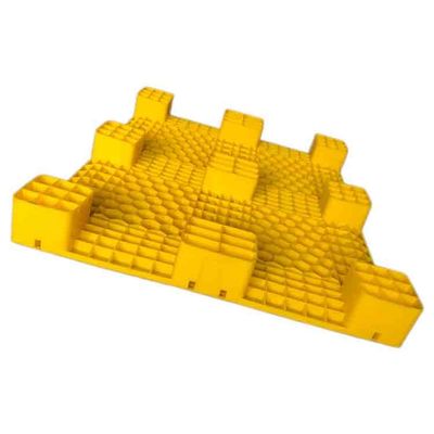 SGS Polietilena Plastic Skids Pallet Daur Ulang 1200x1000 Yellow Euro Type