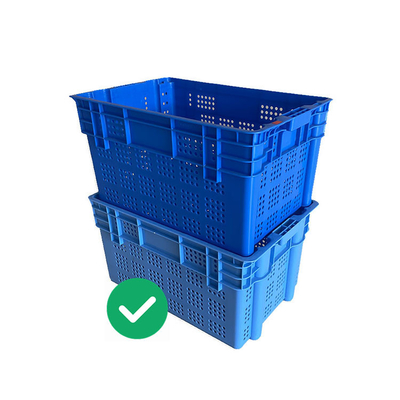 Peti Plastik Makanan HDPE Nestable Beban Dinamis 50Kg Tahan UV
