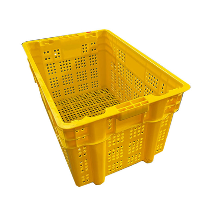 600 X 400 X 315mm Peti Plastik Buah Warna Kuning HDPE Moving Crates